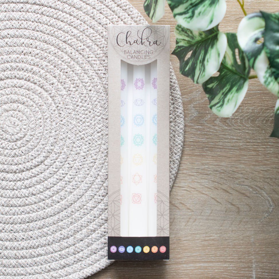 White Chakra Dinner Candles (3) - MarshallsHealthShop