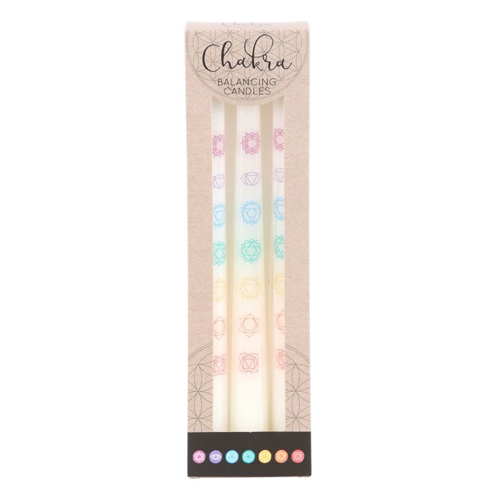 White Chakra Dinner Candles (3) - MarshallsHealthShop