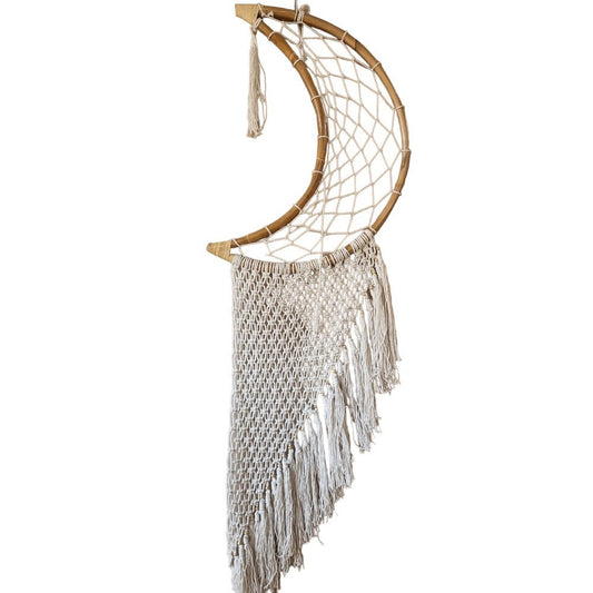 White Half Moon Dreamcatcher 60cm - 1st Stop Marshall's Health Shop, Gift Shop! - Heath and Natural Therapy New Brighton Christchurch - Naturopath