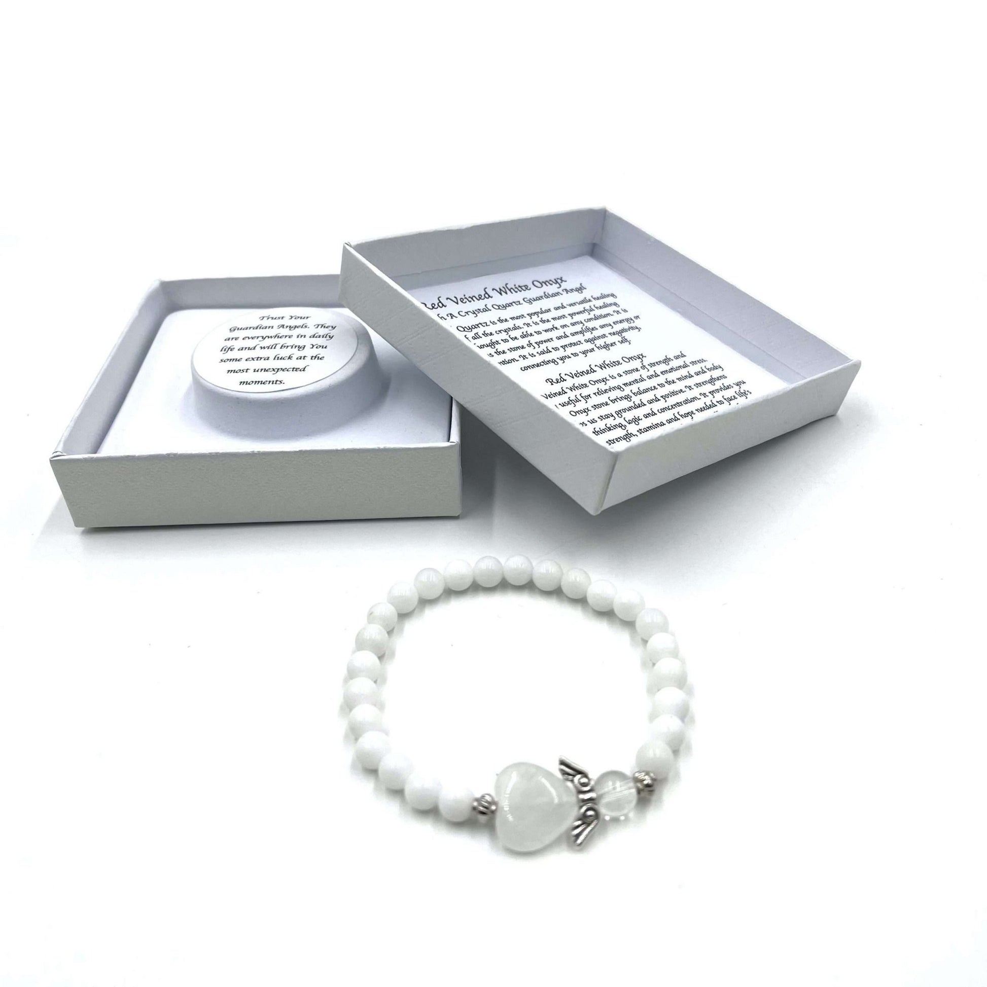 White Jade Crystal Heart Guardian Angel Bracelet - MarshallsHealthShop