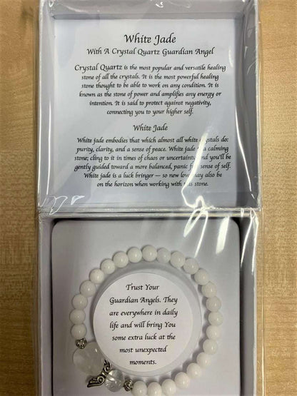 White Jade Crystal Heart Guardian Angel Bracelet - MarshallsHealthShop
