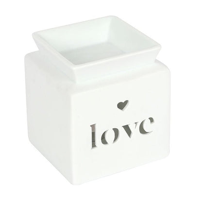 White Love Cut Out Oil Burner - MarshallsHealthShop