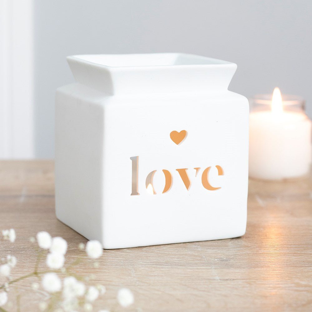 White Love Cut Out Oil Burner - MarshallsHealthShop
