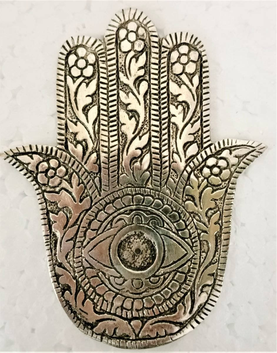 White Metal HAMSA Incense Holder - MarshallsHealthShop