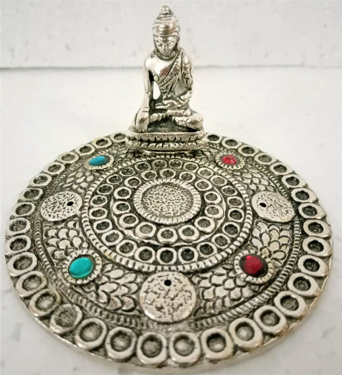 White Round Buddha Incense Holder - MarshallsHealthShop