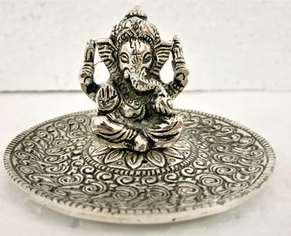 White Round Ganesha Incense Holder - MarshallsHealthShop