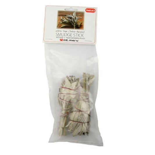 White Sage Smudge Stick 4inch 2pack - MarshallsHealthShop