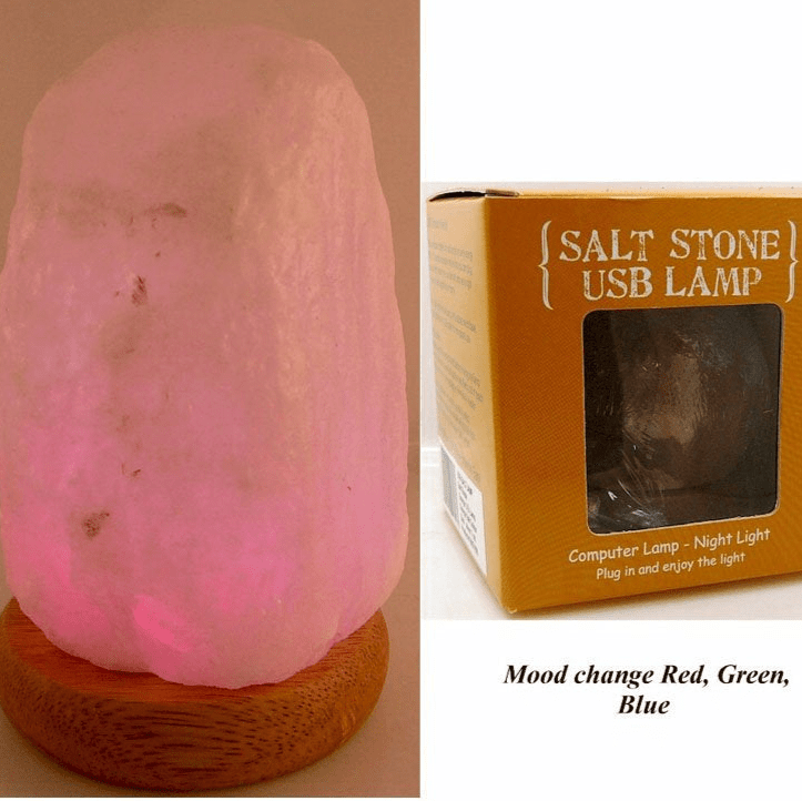 White Salt Lamp Natural Shape USB Mood Change (51) - 1st Stop Marshall's Health Shop, Gift Shop! - Heath and Natural Therapy New Brighton Christchurch - Naturopath