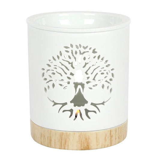 White Tree Of Life Cut Out Oil Burner - MarshallsHealthShop