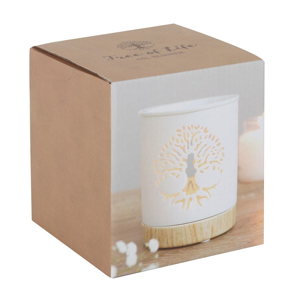 White Tree Of Life Cut Out Oil Burner - MarshallsHealthShop