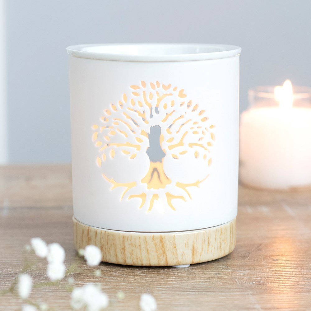 White Tree Of Life Cut Out Oil Burner - MarshallsHealthShop