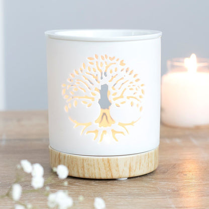 White Tree Of Life Cut Out Oil Burner - MarshallsHealthShop