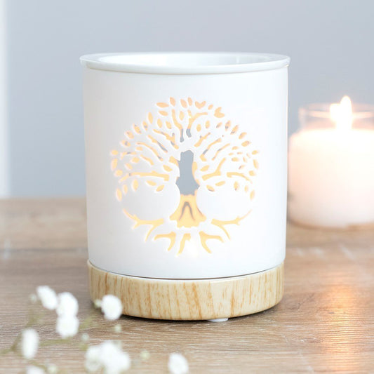 White Tree Of Life Cut Out Oil Burner - MarshallsHealthShop