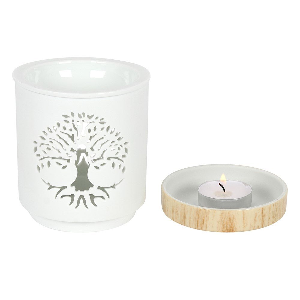 White Tree Of Life Cut Out Oil Burner - MarshallsHealthShop