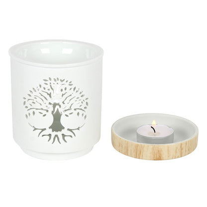 White Tree Of Life Cut Out Oil Burner - MarshallsHealthShop