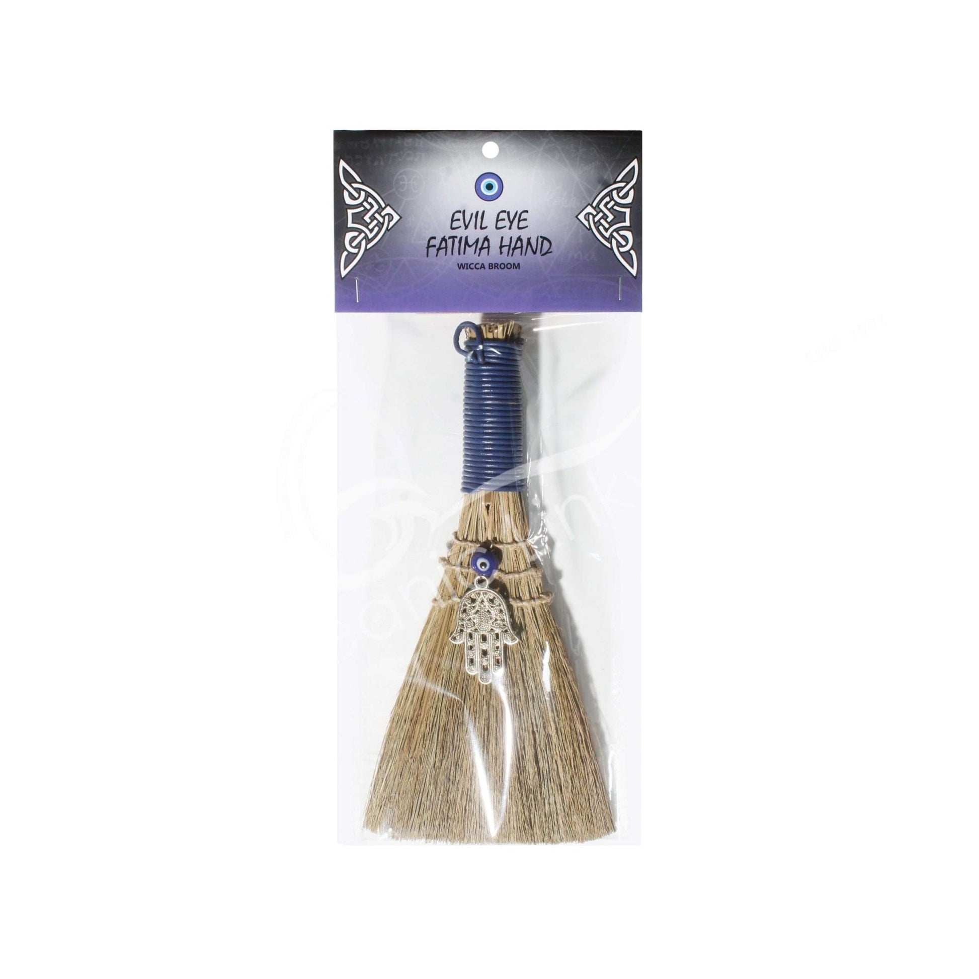 Wicca Broom - Hamsa Hand with Evil Eye - MarshallsHealthShop