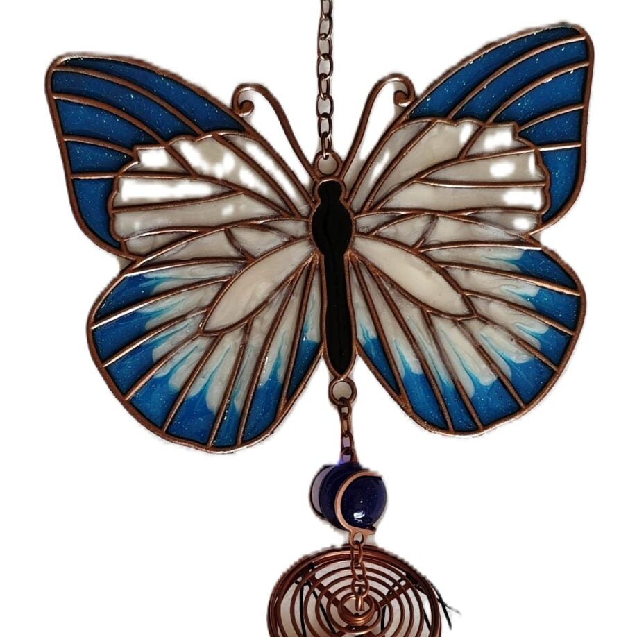 Windchime Suncatcher Butterfly Blue & White - MarshallsHealthShop