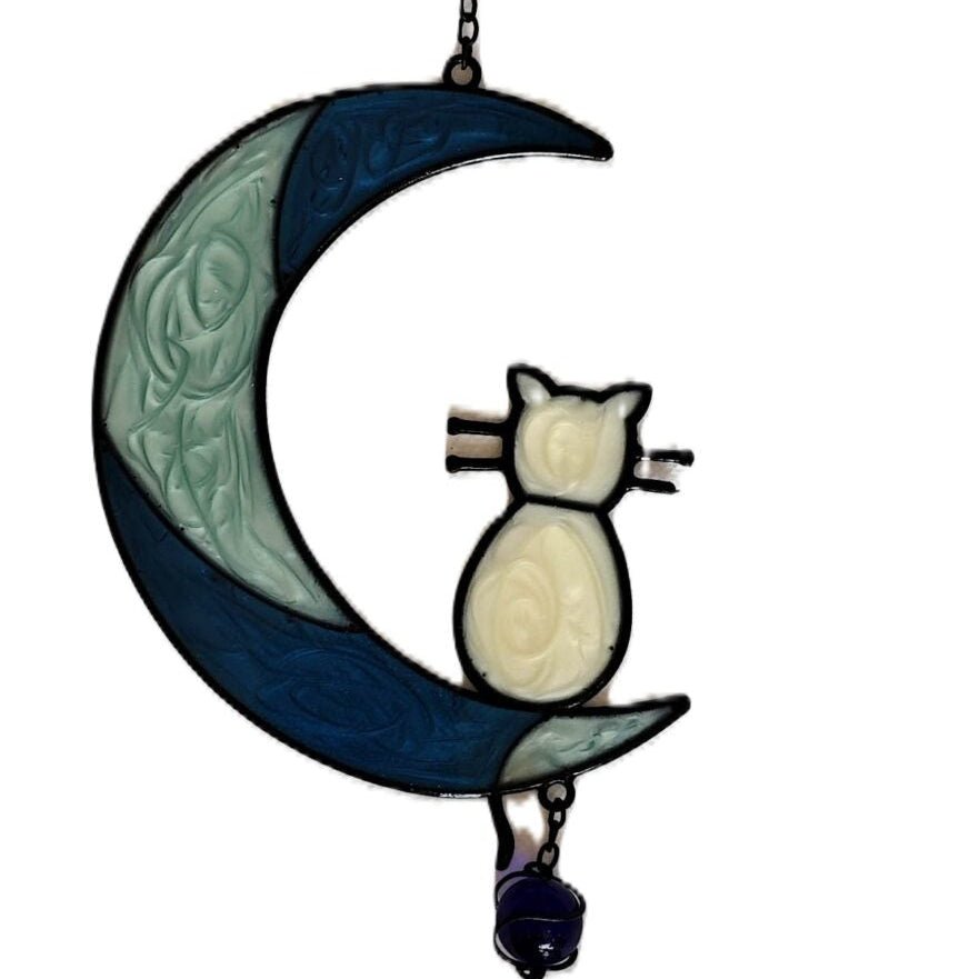 Windchime Suncatcher Cat on Moon - MarshallsHealthShop