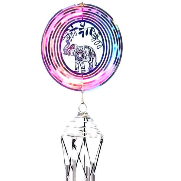 Windspinner Windchime Lucky Elephant Purple - MarshallsHealthShop