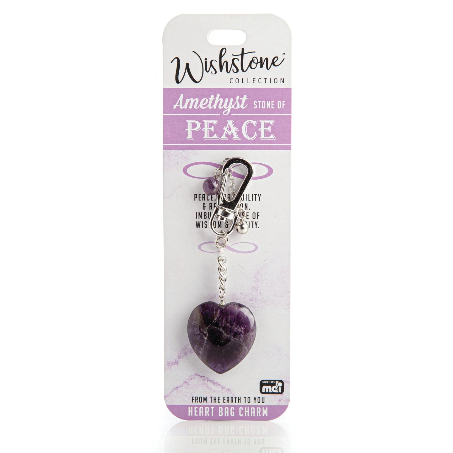 Wishstone Collection Amethyst Heart Bag Charm - MarshallsHealthShop