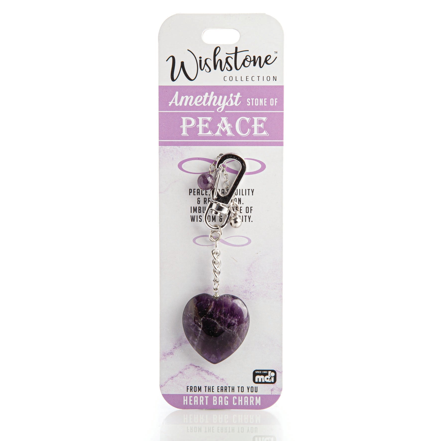 Wishstone Collection Amethyst Heart Bag Charm - MarshallsHealthShop