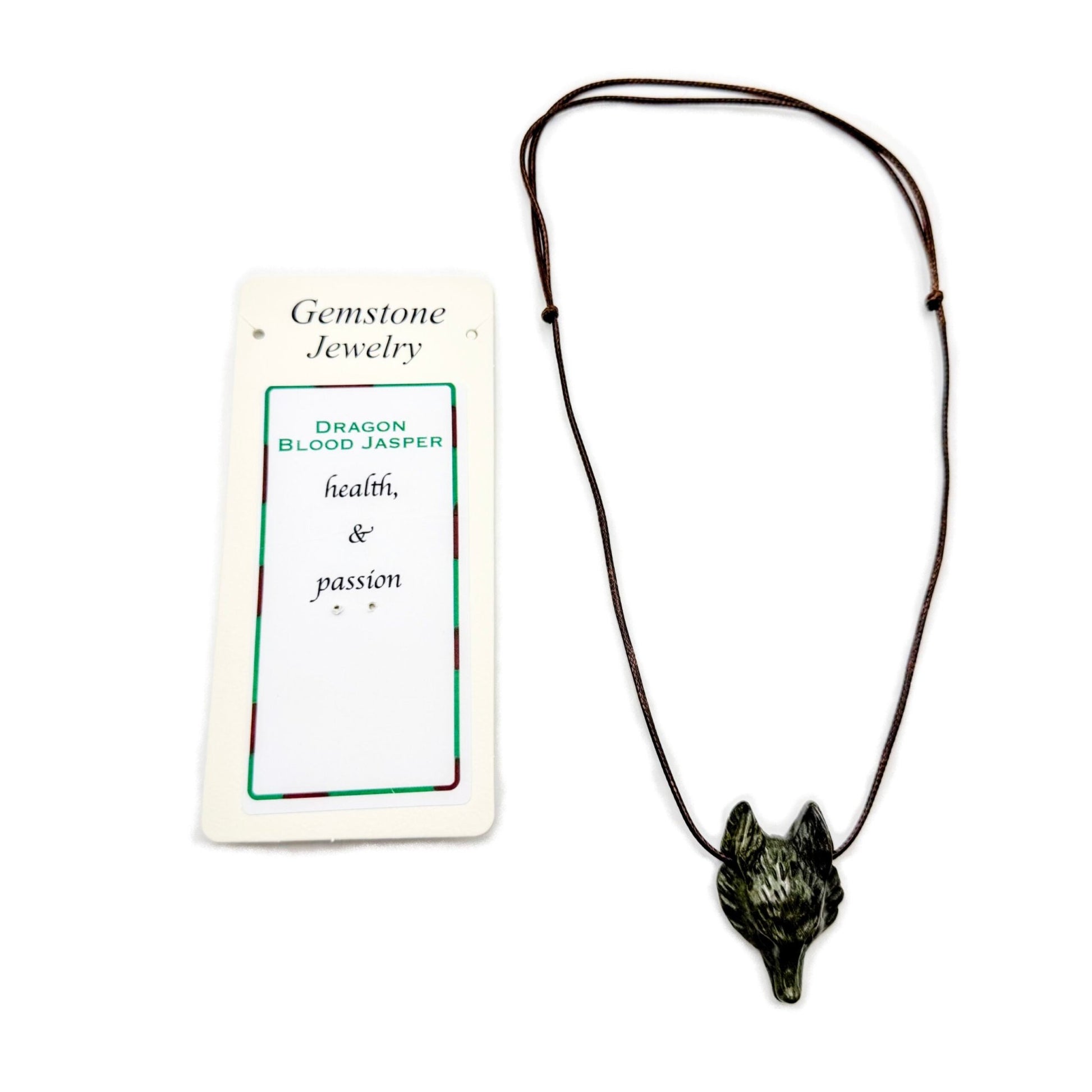 Wolf Head Pendant Dragons Blood Jasper - MarshallsHealthShop