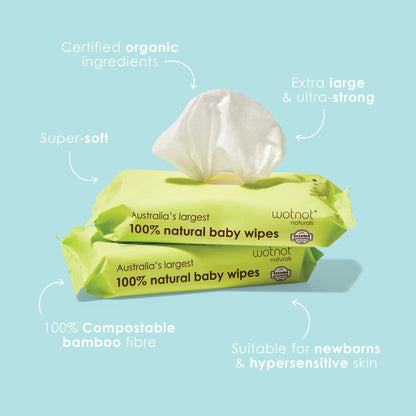 Wotnot 100% Natural Baby Wipes 70pk - MarshallsHealthShop