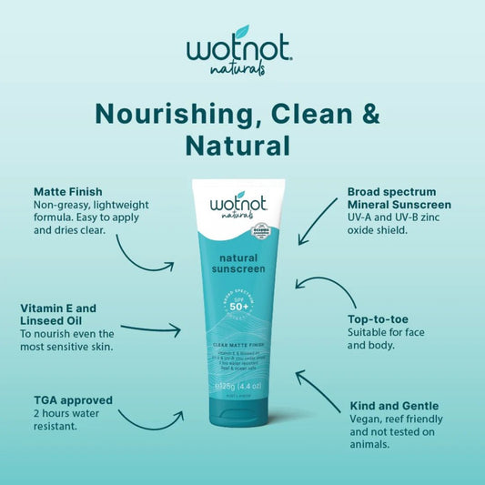 Wotnot 50 SPF Natural Sunscreen 125g - MarshallsHealthShop