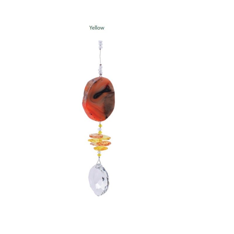 Yellow Agate Slice Natural Crystal Suncatcher - 1st Stop Marshall's Health Shop, Gift Shop! - Heath and Natural Therapy New Brighton Christchurch - Naturopath