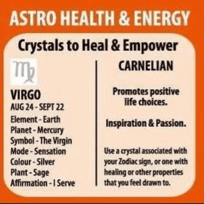 Zodiac Pendant Carnelian Virgo - 1st Stop Marshall's Health Shop, Gift Shop! - Heath and Natural Therapy New Brighton Christchurch - Naturopath