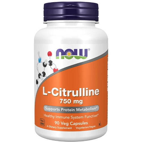 NOW L-Citrulline 750mg 90 Veg Caps. What is L-Citrulline?  Citrulline is a non-essential amino acid that is an important intermediate in the urea cycle, functioning along with other amino acids to rid the body of ammonia, a byproduct of protein metabolism.  Citrulline also plays an important role in the healing process and in the maintenance of a healthy immune system.