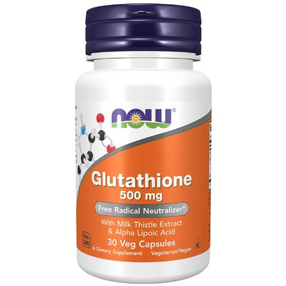 NOW Glutathione 500mg 30 Veg Caps. What is Glutathione?  Glutathione is a small peptide molecule composed of three amino acids: cysteine, glutamic acid, and glycine. It is produced by every cell of the body, with especially high levels in the liver.  Glutathione is critical for healthy immune system function and is necessary for proper detoxification processes. 