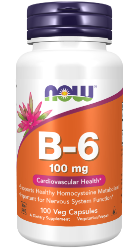 NOW Vitamin B6 – 100mg 100 Veg Caps What is Vitamin B6?  Vitamin B-6 is a cofactor in numerous enzymatic reactions and is required for the metabolism of fats, carbohydrates, and proteins.  It facilitates the conversion of amino acids from one to another as needed, and is necessary for normal synthesis of haemoglobin, as well as for normal function and production of red blood cells. 