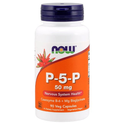 NOW P-5-P 50mg 90 Veg Caps. What is P-5-P?  Vitamin B-6 (pyridoxine) acts primarily as an enzyme catalyst in many body processes including energy metabolism and neurotransmitter function.  Before it can be used for this purpose it must be converted into its coenzyme form (P-5-P) by the liver. P-5-P eliminates this step by providing B-6 in its converted form, allowing for greater bioavailability.