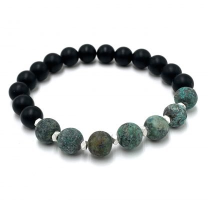 African Turquoise & Onyx bracelet Diameter: 6cm  SKU: 1025AO