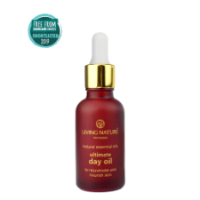 Living Nature's certified natural Ultimate Day Oil is your essential balancing blend, containing the nutrients skin requires to achieve and maintain optimum health. Rosehip and Evening Primrose oils contain essential fatty acids to aid skin regeneration and repair damaged tissue, whilst the calming and rejuvenating properties of dried Calendula flowers infused in Jojoba Oil helps to even out skin tone and promote a healthy youthful glow.