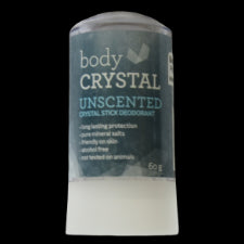 The Body Crystal  The Mini Stick is perfect for the Gym, Travelling or Camping, apply after your shower.  Ascending waters over thousands of years has formed this impressive crystal, its double mineral qualities prevent bacteria forming in perspiration which is the cause of body odour.  This incredible substance has been used for centuries as a natural astringent and for its natural anti-bacterial and anti-fungal properties.