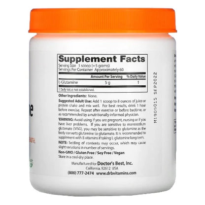 Doctor's Best Pure L-Glutamine Powder, 10.6 oz (300 g)