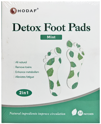 HODAF Detox Foot Patches - Mint 10pk HODAF ® NATURAL PADS FOR THE DETOXIFICATION OF YOUR BODY.  An effective and natural method for the detoxification of your body, the improvement of your sleep quality and the reduction of stress