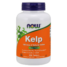NOW Kelp (Iodine) 150mcg 200 Tablets. What is Kelp?  Kelp is a large, leafy seaweed belonging to the brown algae family that grows in "forests" in the colder waters of the world's oceans. Kelp has been used for centuries as an important nutritious staple ingredient in Chinese, Japanese, and Korean cuisines. It is also an excellent source of iodine, which has been shown to be essential for healthy thyroid function.