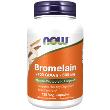 NOW Foods Bromelain 500mg 120 Veg Capsule 1st Stop, Marshall's Health Shop!  Bromelain is a proteolytic enzyme derived from the stem of the pineapple plant that has protein-digesting properties.* When taken with food, bromelain can help to support healthy digestion; when taken between meals, it may help to support joint comfort and may help to relieve temporary soreness that is associated with muscle overuse.* 