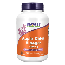 NOW Foods Apple Cider Vinegar 450mg 180 Veg Capsules 1st Stop, Marshall's Health Shop!  Apple Cider Vinegar is derived from the natural fermentation of sweet apple cider. Vinegar has been used worldwide for more than 2000 years for various culinary purposes. More recently, it has been recognized for its acidic properties.