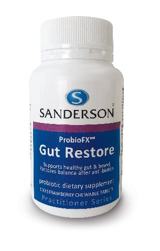 SANDERSON Gut Restore 100 Chewable Tablets Probiotics are ‘good’ bacteria, living organisms, that scientific trials indicate confer a health benefit on the body by improving intestinal microbial balance and so inhibiting pathogens or toxin producing bacteria. Probiotics are found in some foods like yoghurt or fermented milk, and in dietary supplements generally as tablets, powders or capsules.