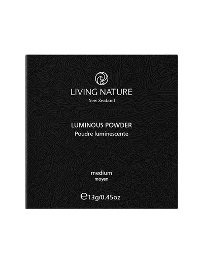 LIVING NATURE LUMINOUS PRESSED POWDER - MEDIUM Natural minerals combine to make this powder reflective and refractive, adding a soft luminous glow to your complexion. Use as the finishing touch after foundation or tinted moisturiser, or alone for soft natural colour.