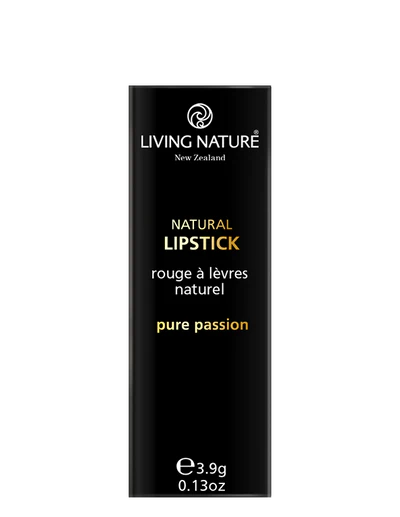 LIVING NATURE LIPSTICK - PURE PASSION Add a hint of drama with Living Nature’s Pure Passion natural lipstick, a deep crimson-red with cool undertones. With a smooth semi-matte finish, Pure Passion is bold and beautiful, designed for those who want to make a statement.