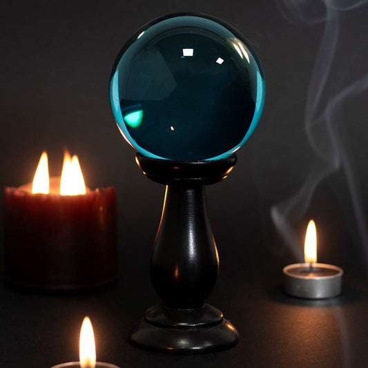 Crystal Ball Teal Small/Wooden Stand