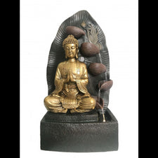 Outdoor Water Feature Gold Buddha Meditating 38x21x71cm  Warm-white light  SKU: WF69