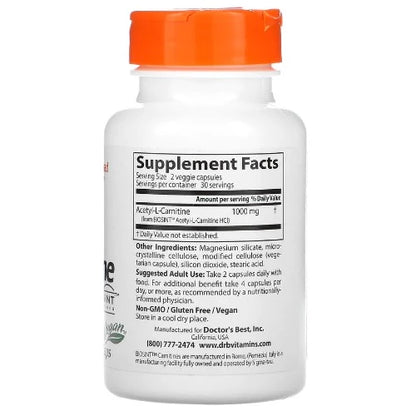 Doctor's Best Acetyl-L-Carnitine with Biosint Carnitines, 500 mg, 60 Veggie Caps Acetyl-L-Carnitine (ALC) is a nutrient that occurs naturally in the body and is fundamentally important for energy generation by the mitochondria "energy factories" in our cells. The acetyl part of the molecule can be used to make acetylcholine, a key chemical messenger in the brain and all the other organs. 