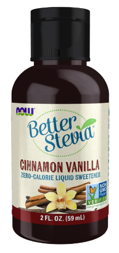 NOW Foods BetterStevia Liquid, Cinnamon Vanilla 59ml 1st Stop, Marshall's Health Shop!  Delicious BetterStevia® Cinnamon Vanilla Liquid is an excellent addition to your favorite beverages and is especially suited for sweetening coffees and teas - just a few drops is all you need to add a burst of flavored sweetness to any beverage, hot or cold!