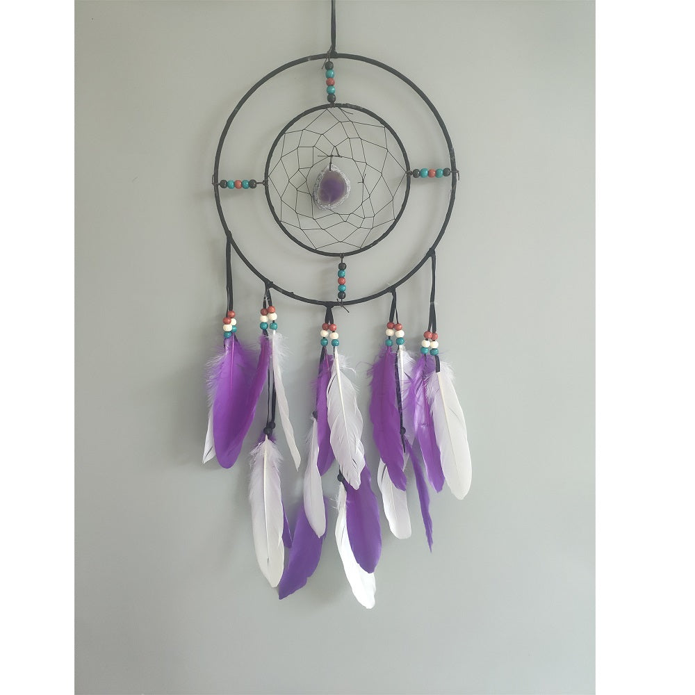 Dreamcatcher Purple Agate with Double Hoop